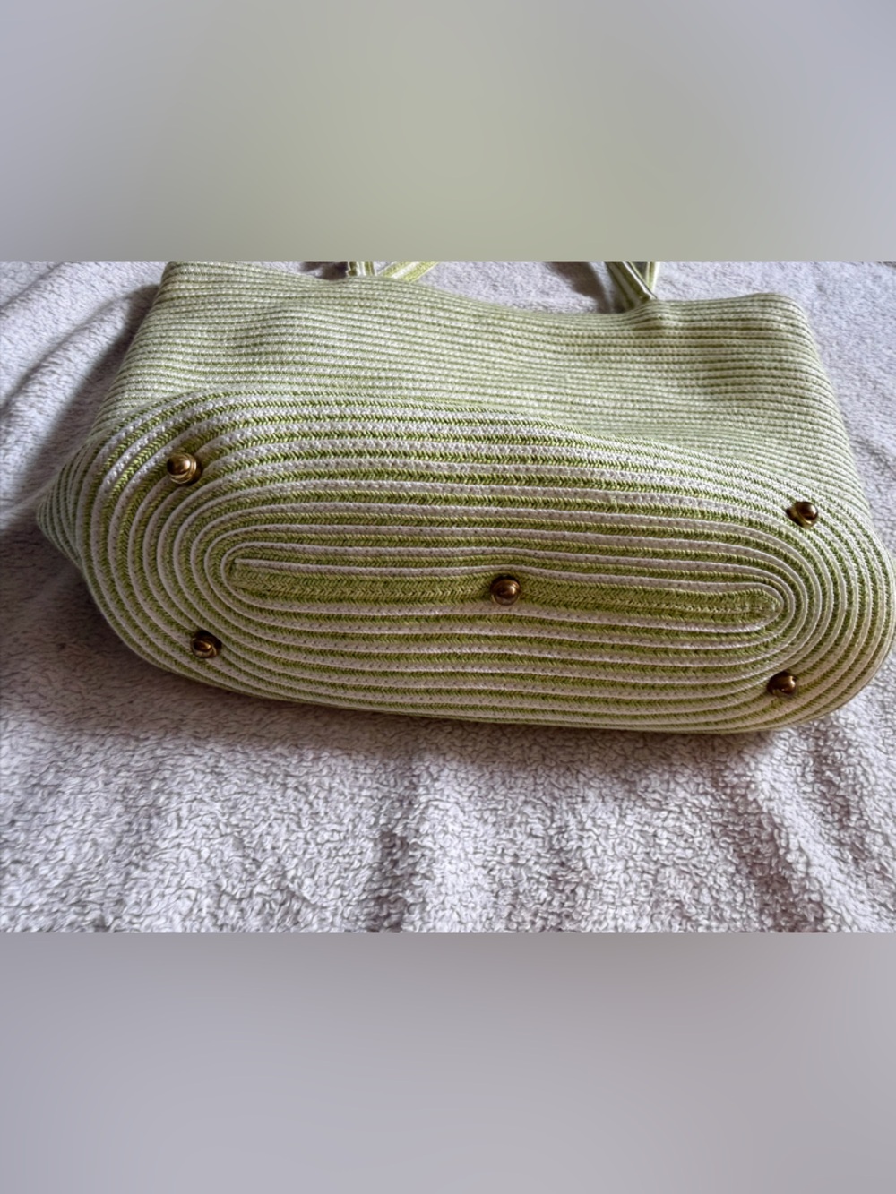 Eric Javitz | Green and White Straw Tote Sequin Fish Bag Resort Beach Purse - Picture 5 of 13